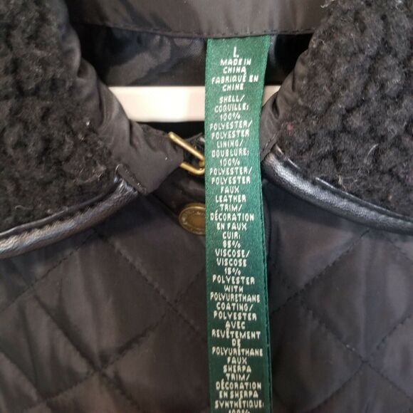 Lauren Ralph Lauren Womens Quilted Jacket L Classic Preppy Old Money Equestrian - Picture 8 of 9